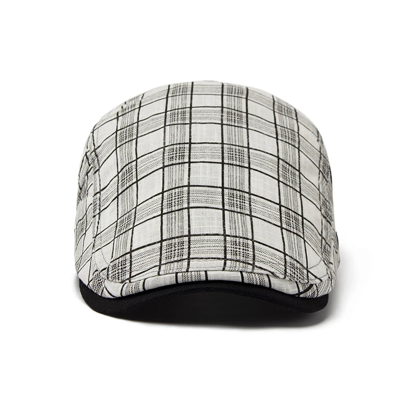 Check Pattern Flat Cap with Contrast Lining