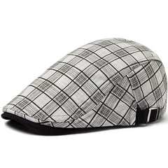 Check Pattern Flat Cap with Contrast Lining